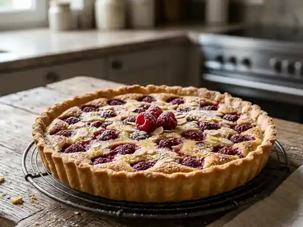 Tarte fondante aux framboises surgelées : dessert fruité et gourmand - Photo de présentation