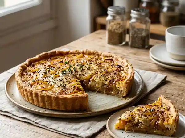 Tarte fondante aux oignons caramélisés et cumin - Photo de présentation