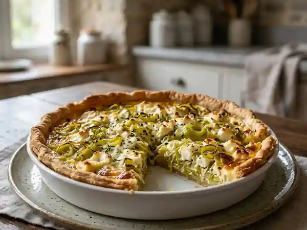 Tarte fondante aux poireaux et feta : recette facile et gourmande - Photo de présentation