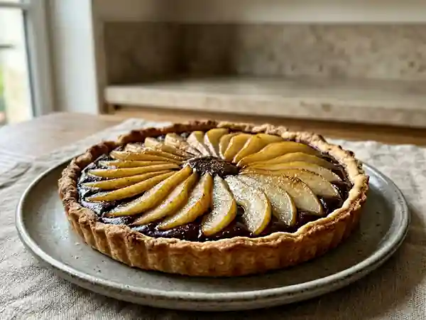 Tarte fondante aux poires et chocolat noir - Photo de présentation