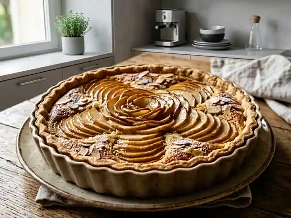 Tarte fondante aux poires et crème amandine - Photo de présentation