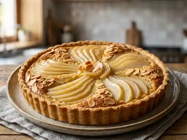 Tarte fondante aux poires et crème d'amandes maison - Photo de présentation
