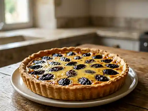Tarte fondante aux pruneaux et crème pâtissière - Photo de présentation