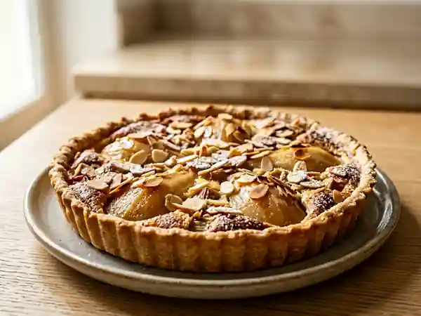 Tarte fondante poire et rhubarbe maison - Photo de présentation