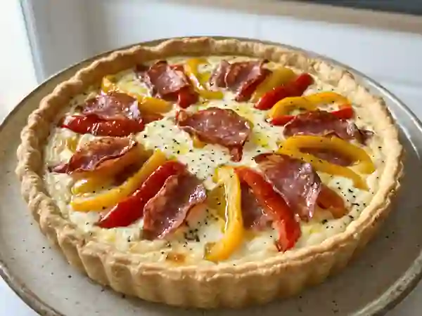 Tarte poivrons bicolores et salami - Photo de présentation