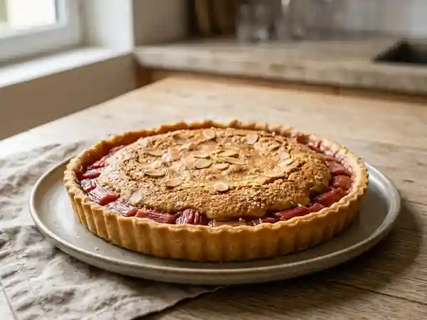 Tarte fondante rhubarbe et crème d'amandes - Photo de présentation