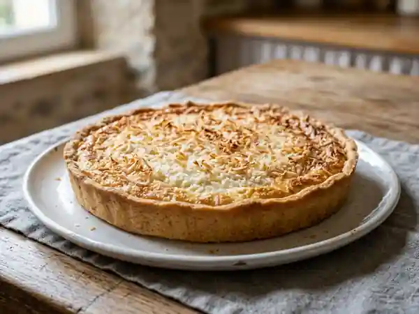 Tarte fondante coco et fromage blanc - Photo de présentation