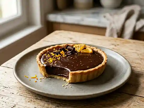 Tarte intense chocolat noir et zeste d'orange - Photo de présentation
