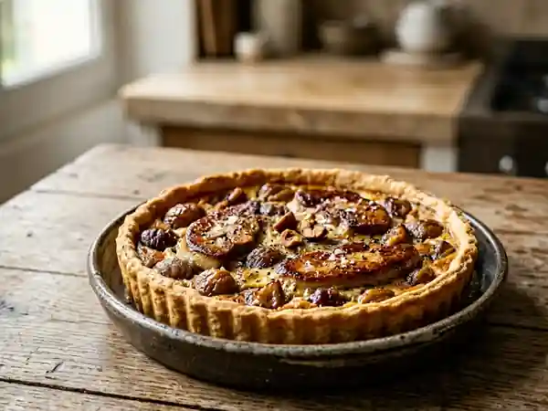 Tarte fondante au foie gras et châtaignes - Photo de présentation