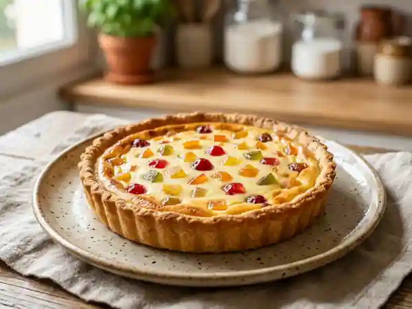 Tarte gourmande au fromage blanc et fruits confits - Photo de présentation