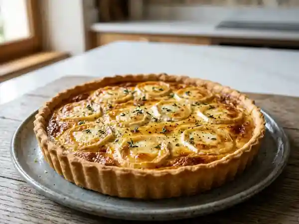 Tarte gourmande au fromage de chèvre en bûche - Photo de présentation