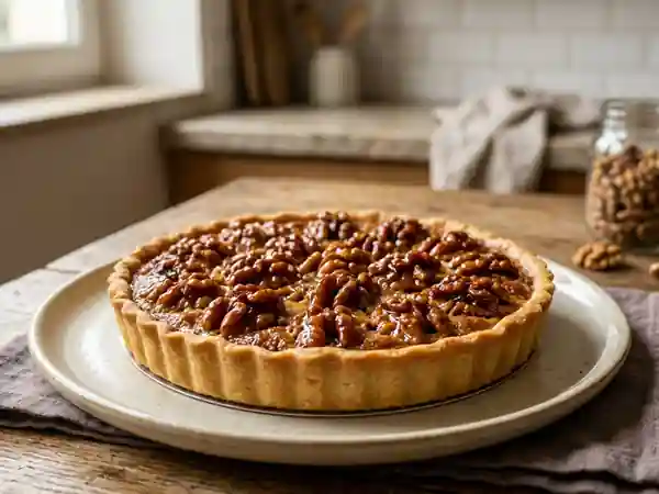 Tarte gourmande aux cerneaux de noix caramélisés - Photo de présentation