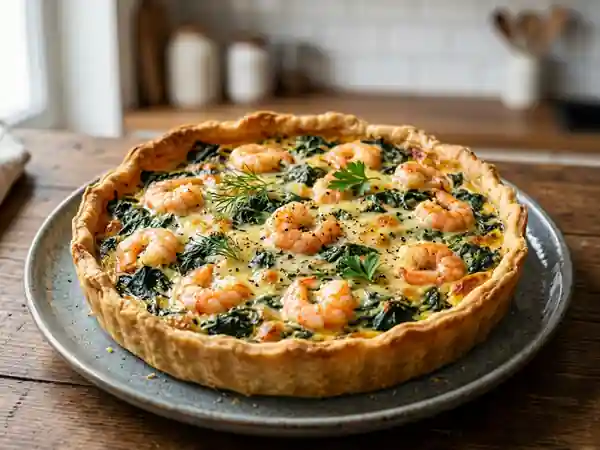 Tarte fondante épinards et crevettes - Photo de présentation