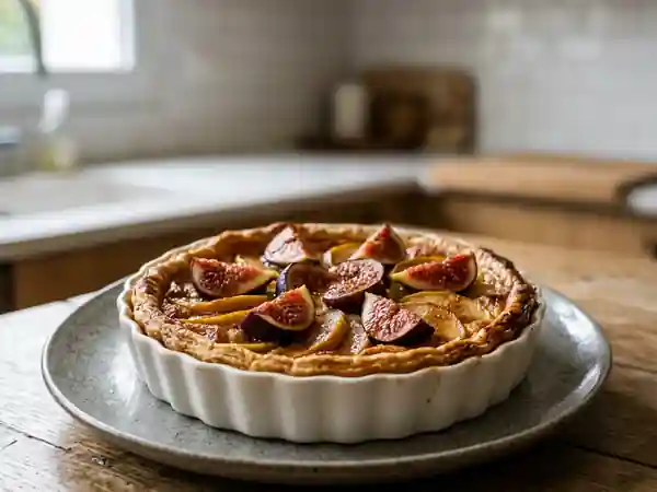Tarte gourmande aux figues fraîches et pommes caramélisées - Photo de présentation