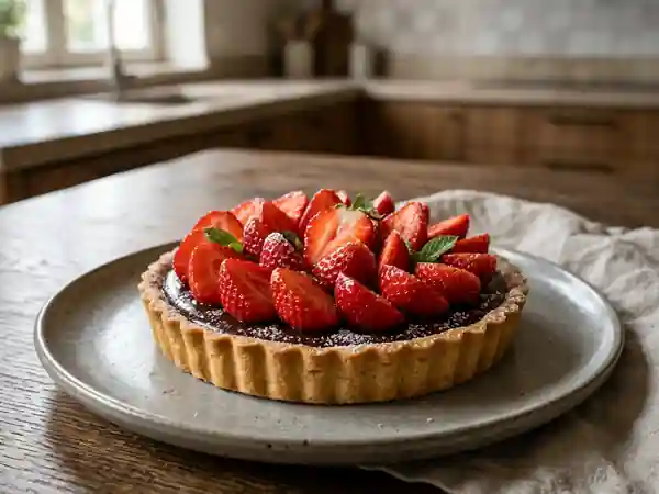 Tarte croquante fraises et ganache fondante - Photo de présentation