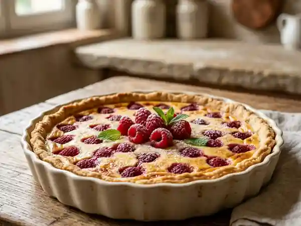 Tarte framboise fondante au fromage blanc - Photo de présentation