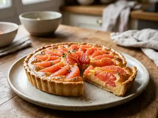 Tarte fondante au pamplemousse rose - Photo de présentation