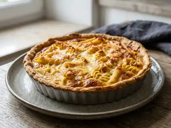 Tarte gourmande aux pâtes et fromage fondant - Photo de présentation