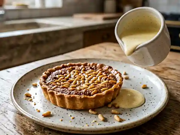 Tartelette aux pignons dorés et crème onctueuse - Photo de présentation