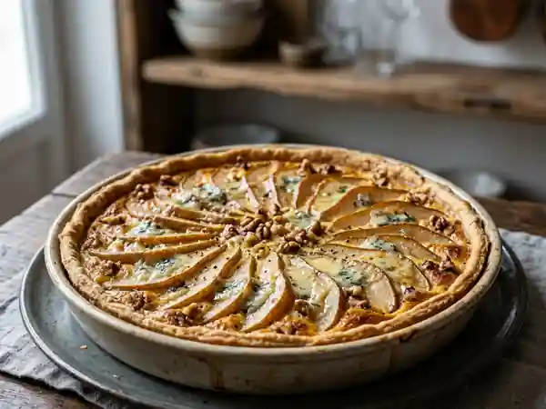 Tarte gourmande aux poires et à la fourme d'Ambert - Photo de présentation