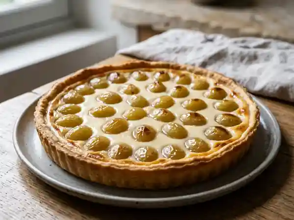 Tarte gourmande aux raisins frais et petits-suisses onctueux - Photo de présentation