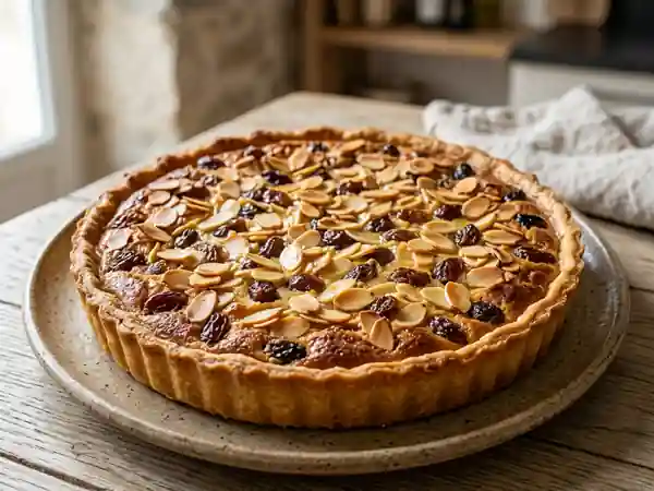 Tarte gourmande aux raisins secs et amandes - Photo de présentation