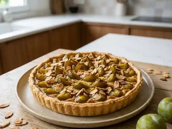 Tarte fondante aux reines-claudes et amandes - Photo de présentation