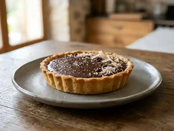 Tarte gourmande aux saveurs des îles et chocolat noir - Photo de présentation