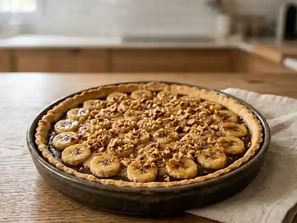 Tarte gourmande banane chocolat praliné - Photo de présentation