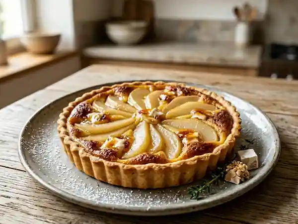 Tarte gourmande poire et nougat fondant - Photo de présentation