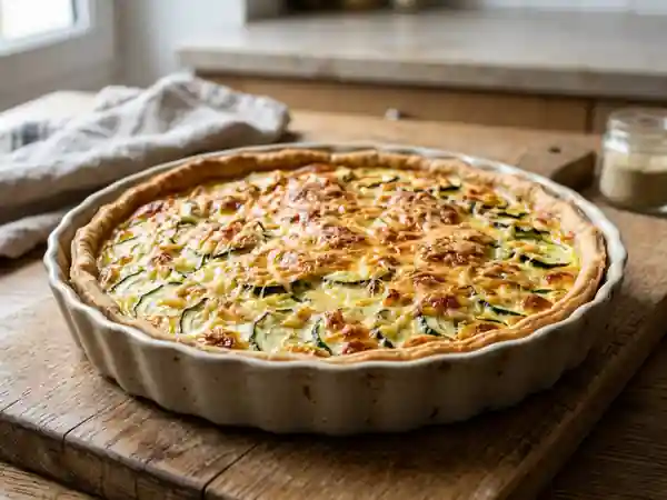 Tarte gratinée aux courgettes fondantes et fromage doré - Photo de présentation