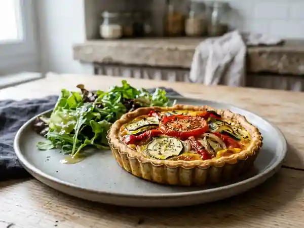Tarte légère aux légumes frais et croustillante - Photo de présentation