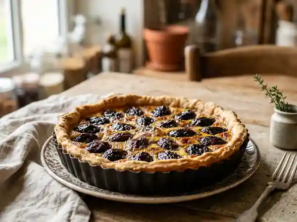 Tarte aux pruneaux fondante et vanillée - Photo de présentation