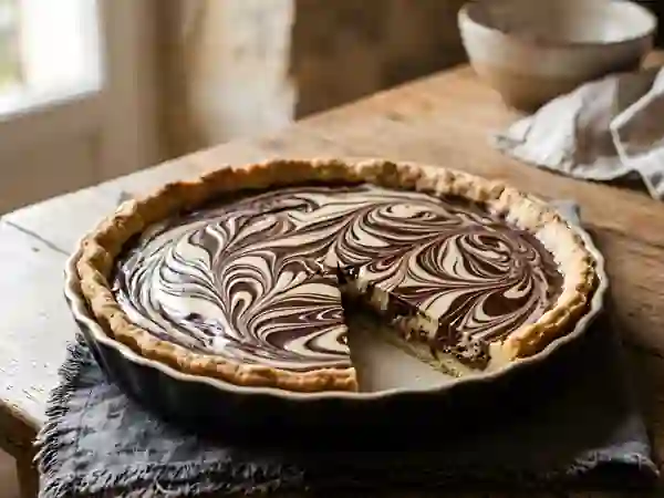 Tarte marbrée fondante aux deux chocolats - Photo de présentation