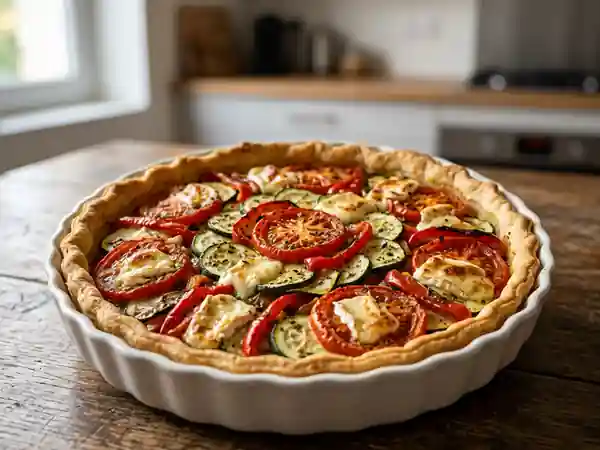 Tarte ensoleillée aux légumes et chèvre frais - Photo de présentation