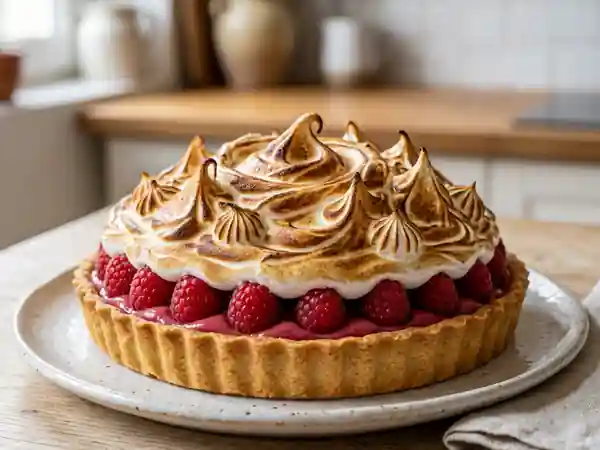 Tarte framboise et nuage de meringue - Photo de présentation