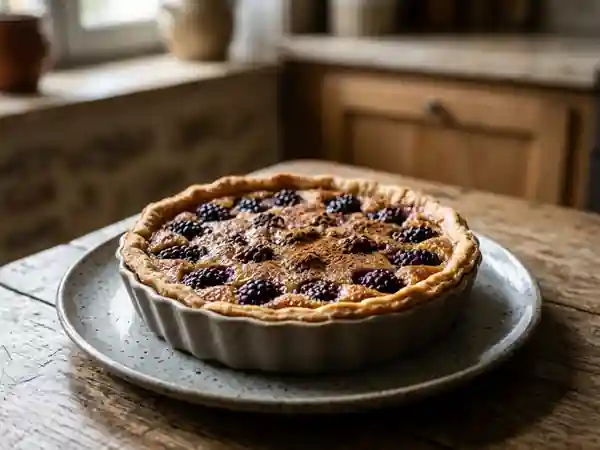 Tarte moelleuse à la cannelle et aux mûres fraîches - Photo de présentation
