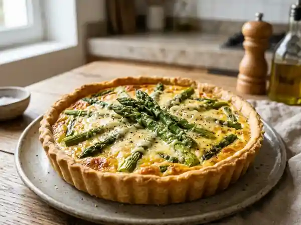 Tarte fondante aux asperges et parmesan - Photo de présentation