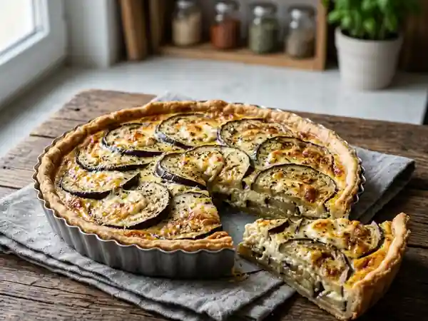 Tarte fondante aux aubergines et chèvre - Photo de présentation