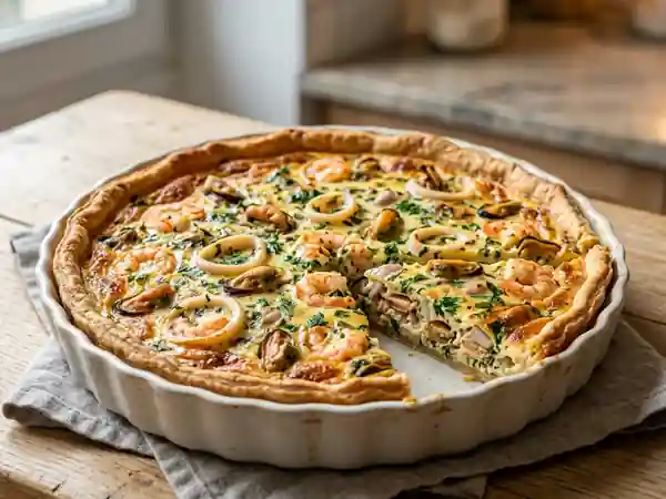Tarte océane croustillante aux fruits de mer - Photo de présentation