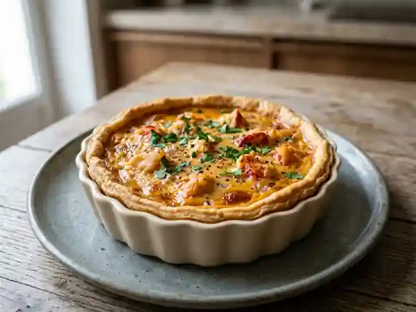 Tarte onctueuse au homard et sa bisque réduite - Photo de présentation