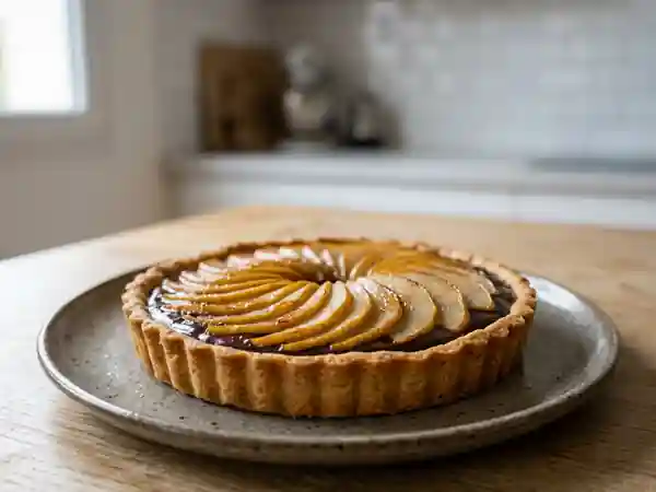 Tarte poire-chocolat gourmande et facile à réaliser - Photo de présentation