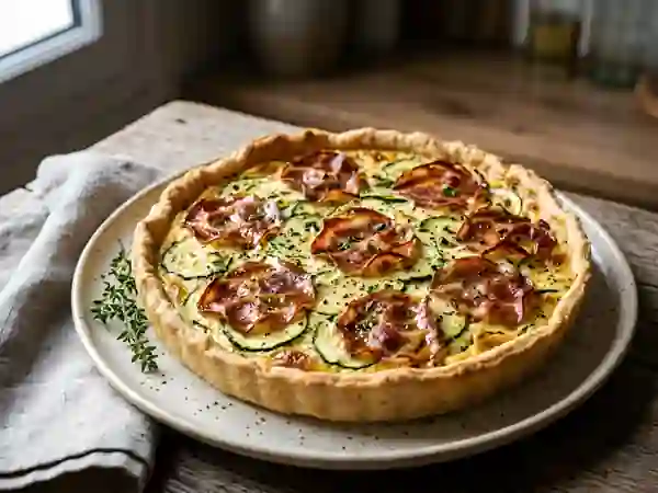 Tarte ricotta, courgettes et coppa croustillante - Photo de présentation