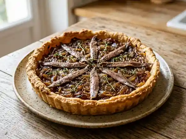 Tarte fondante aux oignons et anchois - Photo de présentation