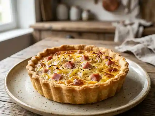 Tarte fondante aux oignons ambrés et jambon - Photo de présentation