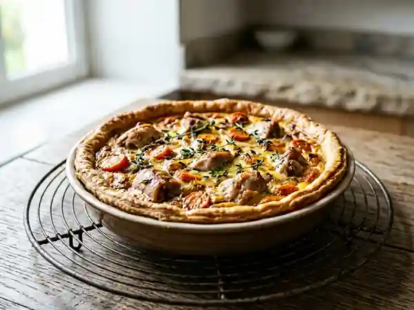 Tarte rustique au lapin fondant et carottes caramélisées - Photo de présentation