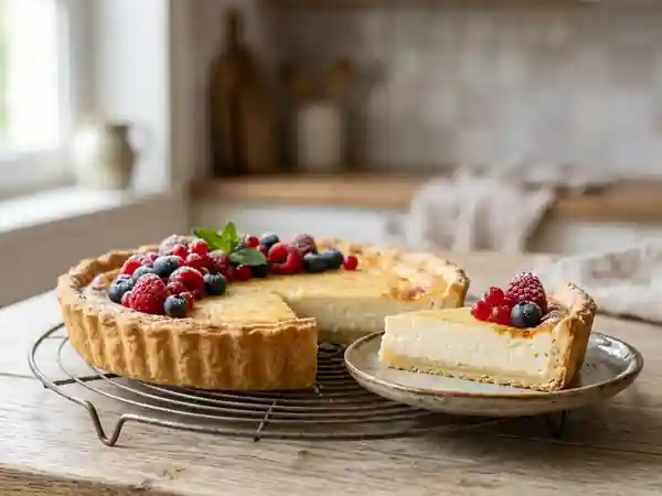 Tarte fondante au fromage blanc et vanille - Photo de présentation