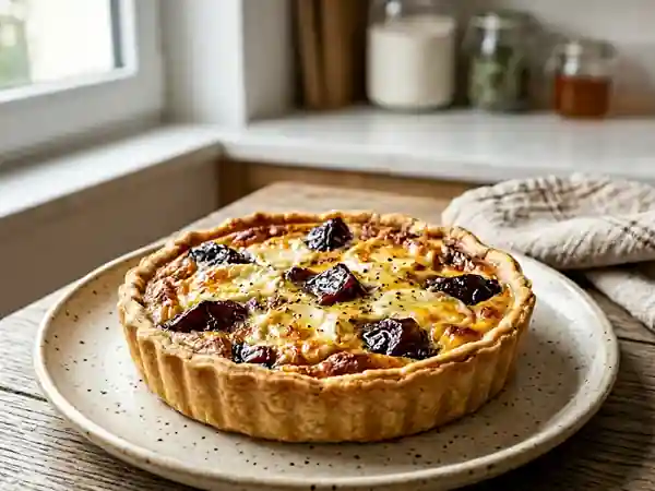 Tarte fondante chèvre et pruneaux au miel - Photo de présentation