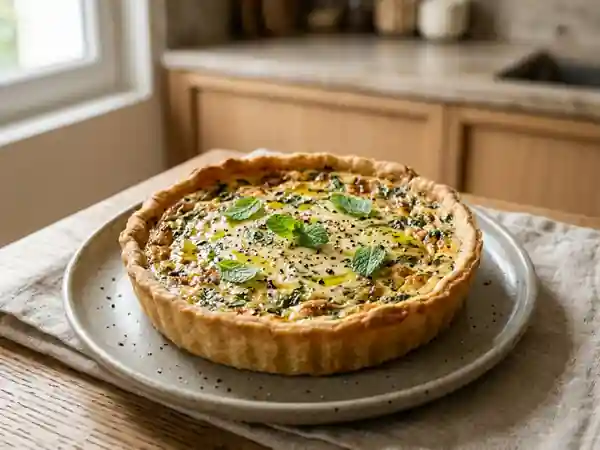 Tarte salée au chèvre frais et menthe fraîche - Photo de présentation