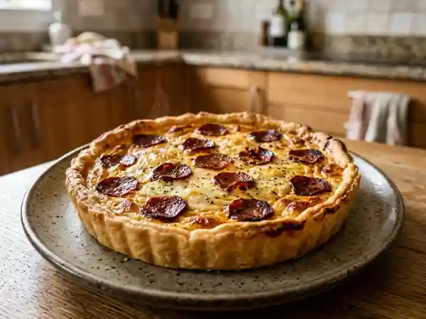 Tarte fondante au Boursin et chorizo piquant - Photo de présentation